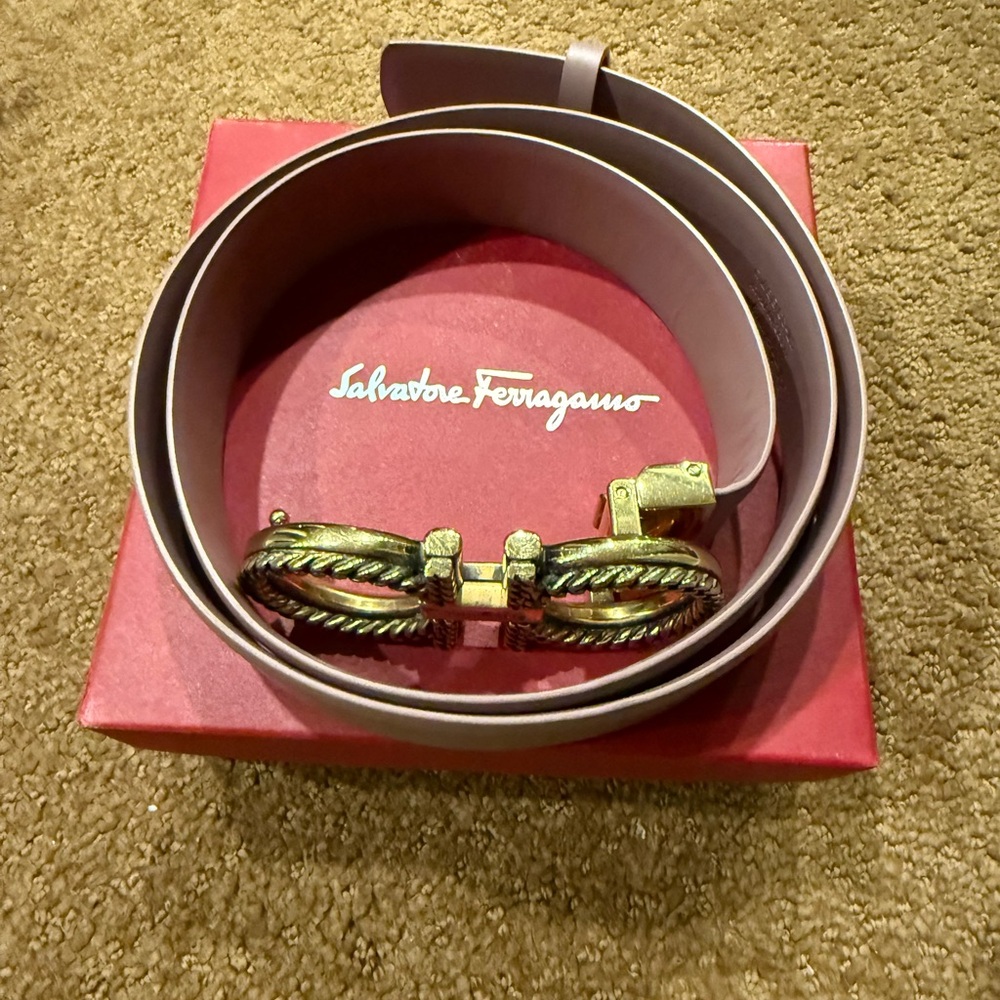 Salvatore Ferragamo Belt with Gold Buckle